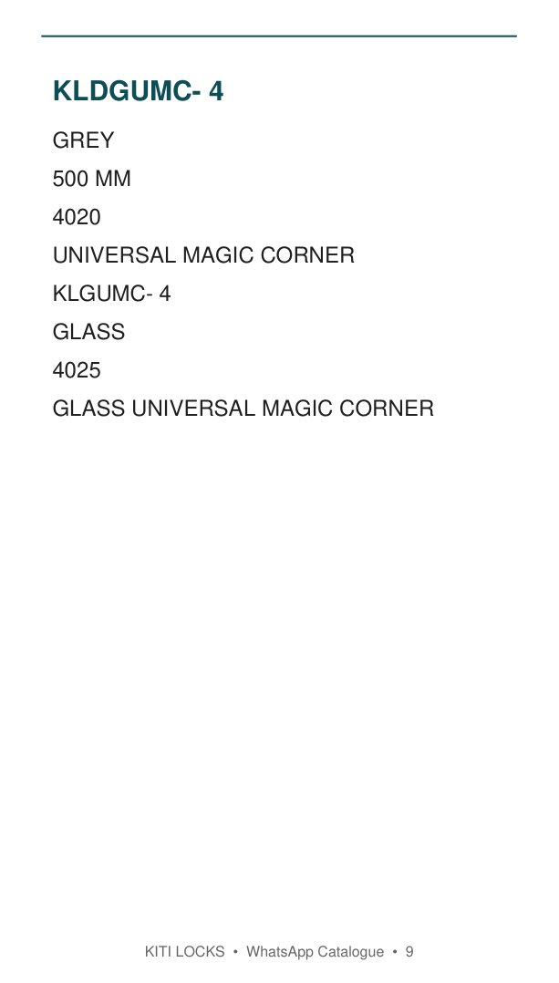 Universal Magic Corner catalogue reference