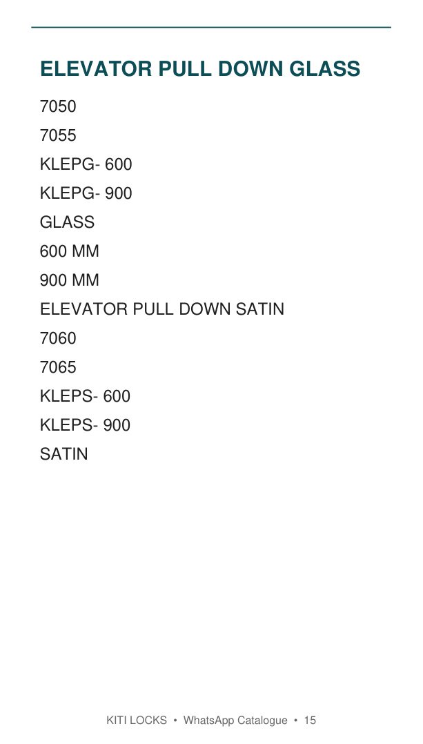 Elevator Pulldown catalogue reference