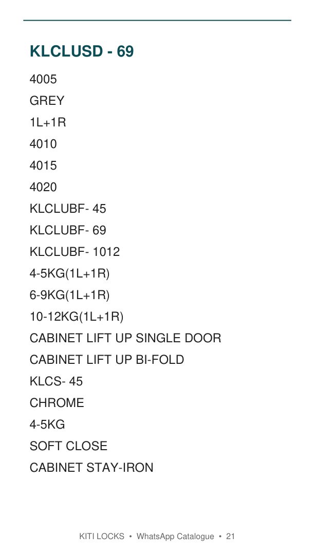 Cabinet Lift-Up catalogue reference