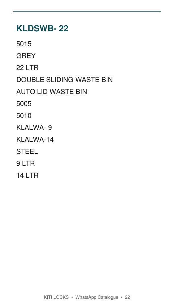 Waste Bin catalogue reference