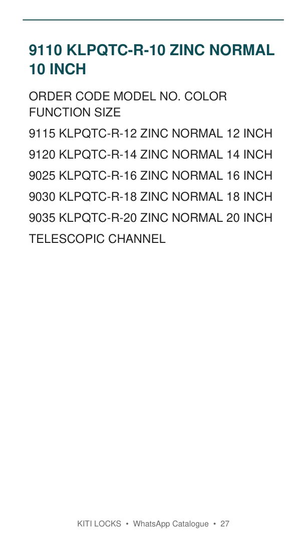 Telescopic Channel catalogue reference