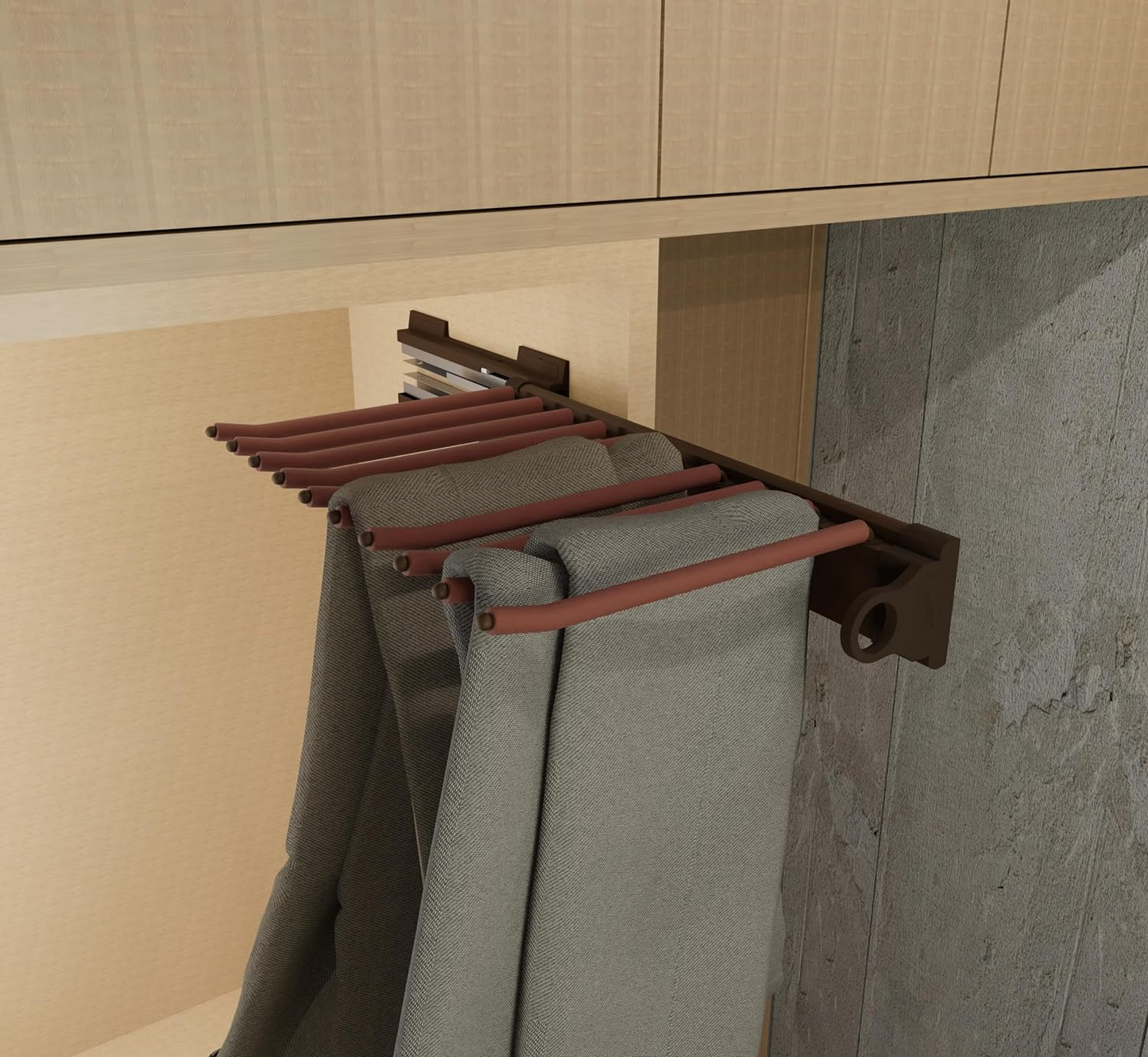 Side mounting trouser rack